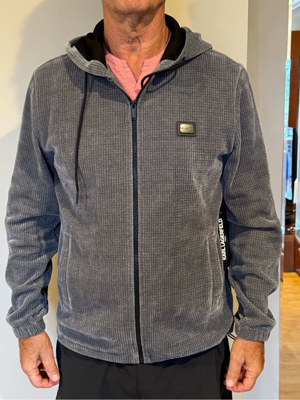 Karl Lagerfeld Men's Zip-Up Waffle Hoodie / NWT / Men’s M